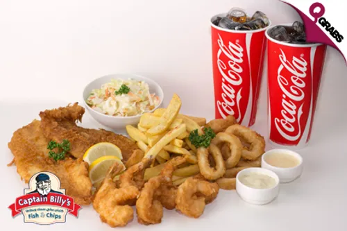 For QR40 Enjoy the Full Deck Combo Meal (for Two) at Captain Billy’s Fish & Chips! (QR80 Value)
